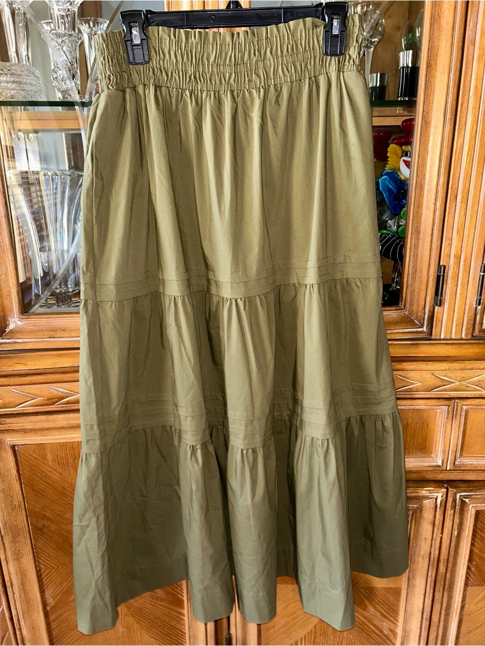 Philosophy Olive Green Tiered Maxi Skirt